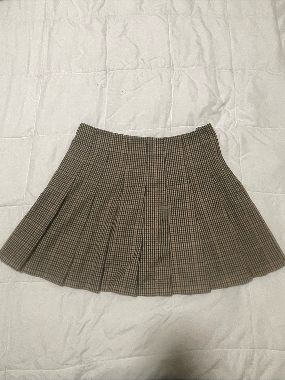 H&M Brown Checked Pleated Mini Skirt